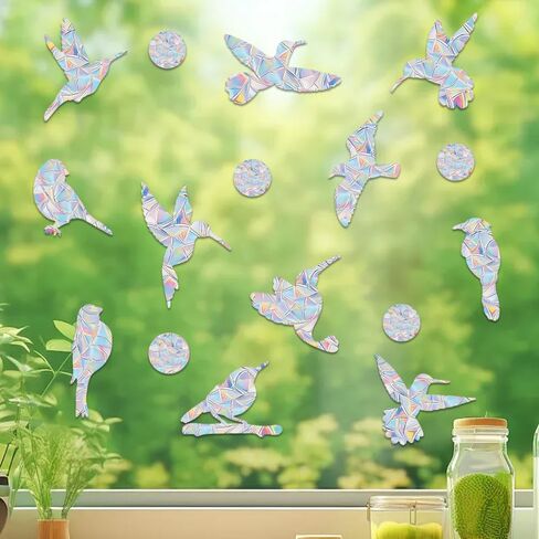 39pcs Rainbow Flower Window Decals to Prevent Bird Strikes, Anti-Collision Window Stickers, Stop Birds from Hitting Windows- Rainbow Prism Static Decals for Glass Doors & Windows in Saudi Arabia