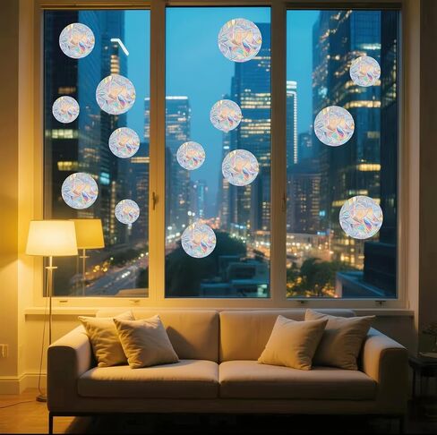 39pcs Rainbow Flower Window Decals to Prevent Bird Strikes, Anti-Collision Window Stickers, Stop Birds from Hitting Windows- Rainbow Prism Static Decals for Glass Doors & Windows in Saudi Arabia