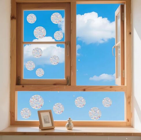 39pcs Rainbow Flower Window Decals to Prevent Bird Strikes, Anti-Collision Window Stickers, Stop Birds from Hitting Windows- Rainbow Prism Static Decals for Glass Doors & Windows in Saudi Arabia