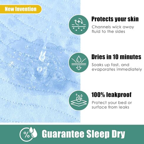 Cosy Family Waterproof Washable Underpads, 34" x 36" - Heavy Absorbency Reusable Bedwetting Incontinence Pads for Adults, Elderly and Pets - Protective Pad, Blue and Green, (Pack of 4) in Saudi Arabia