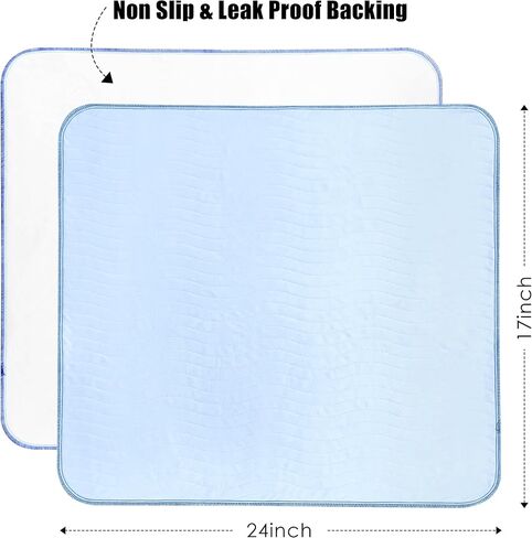 Cosy Family Waterproof Washable Underpads, 34" x 36" - Heavy Absorbency Reusable Bedwetting Incontinence Pads for Adults, Elderly and Pets - Protective Pad, Blue and Green, (Pack of 4) in Saudi Arabia