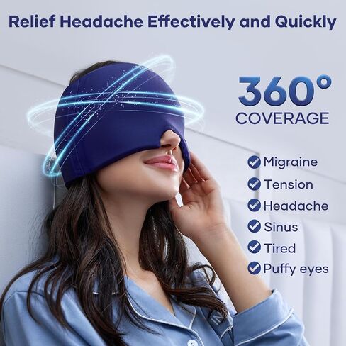 Migraine Relief Cap, Headache Relieve Cap Mask Products, Cooling Odorless Gel Ice Head Wrap for Tension, Stress,Hangover & Puffy Eyes in Saudi Arabia