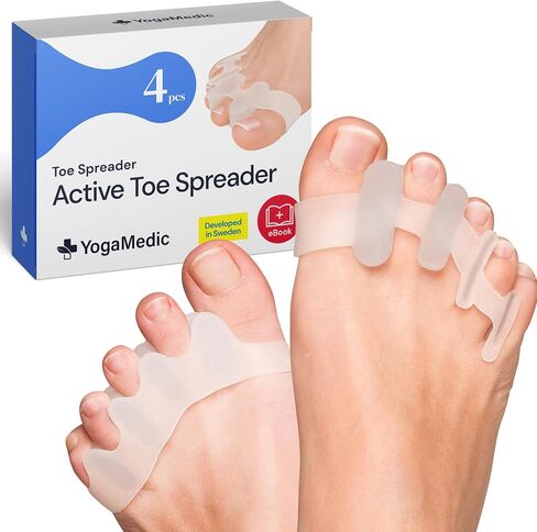 YOGAMEDIC® Bunion Corrector Toe Separator for Big Toe to Relax, Spread and Stretch 6Pcs for Hallux Valgus & Bunion Support- 0% BPA Soft Silicone One-Size Pads, Protector for Overlapping Toes Unisex in Saudi Arabia
