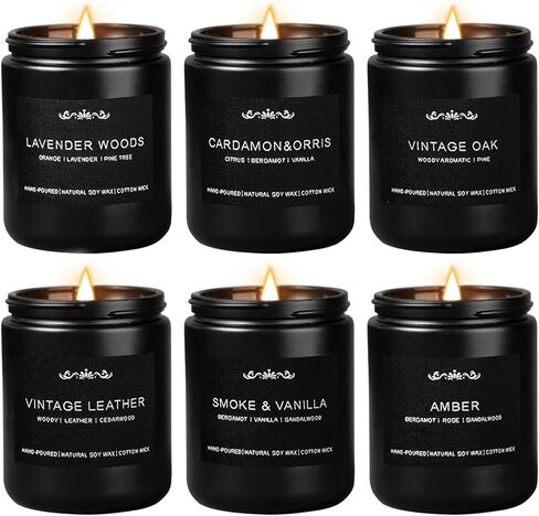 Scented Candles for Men, 6-Pack Candles for Home Scented, 42oz, 300 Hours Burning Time Long-Lasting Aroma — The Masculine Men Candle, Perfect for Boyfriend, Him, Father Aromatherapy Gift in Saudi Arabia