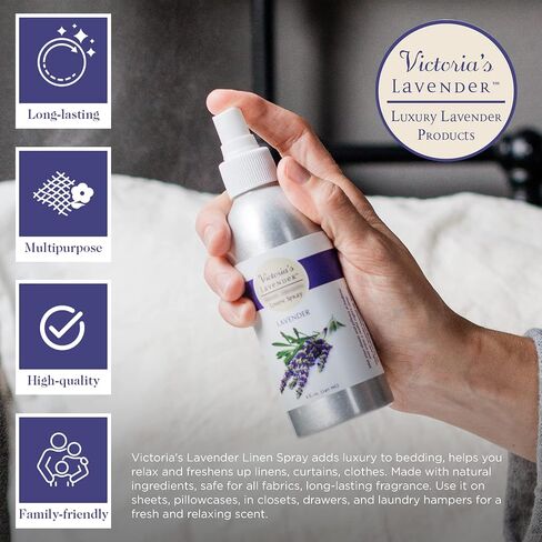 Victoria's Lavender Pillow and Linen Spray Sleep Better Tonight, Pure Lavender Essential Oil Handmade in Oregon, Made in USA (8 oz) in Saudi Arabia