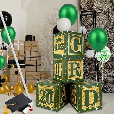 2025 زخارف التخرج من فئة الأرجواني والذهبي من 2025 صناديق بالون ديكور مع "Grad" و "Class of 2025" مربعات التخرج لإعلانات المدارس الثانوية والكلية خريج in Kuwait