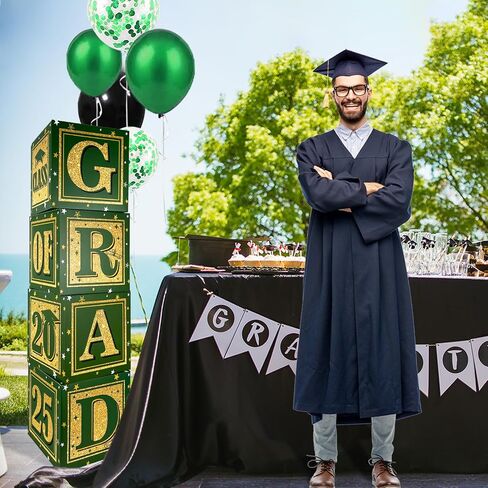 2025 زخارف التخرج من فئة الأرجواني والذهبي من 2025 صناديق بالون ديكور مع "Grad" و "Class of 2025" مربعات التخرج لإعلانات المدارس الثانوية والكلية خريج in Kuwait