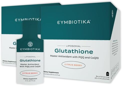CYMBIOTIKA Liposomal Glutathione Supplement – PQQ, CoQ10 & Antioxidants for Detox, Energy, Brain, Liver & Immune Support – Advanced Absorption for Cellular Health & Longevity – Citrus Berry - 2 Pack in Saudi Arabia