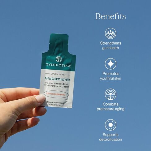 CYMBIOTIKA Liposomal Glutathione Supplement – PQQ, CoQ10 & Antioxidants for Detox, Energy, Brain, Liver & Immune Support – Advanced Absorption for Cellular Health & Longevity – Citrus Berry - 2 Pack in Saudi Arabia