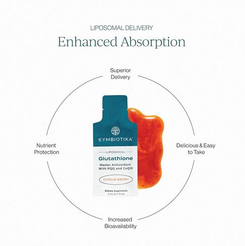 CYMBIOTIKA Liposomal Glutathione Supplement – PQQ, CoQ10 & Antioxidants for Detox, Energy, Brain, Liver & Immune Support – Advanced Absorption for Cellular Health & Longevity – Citrus Berry - 2 Pack in Saudi Arabia
