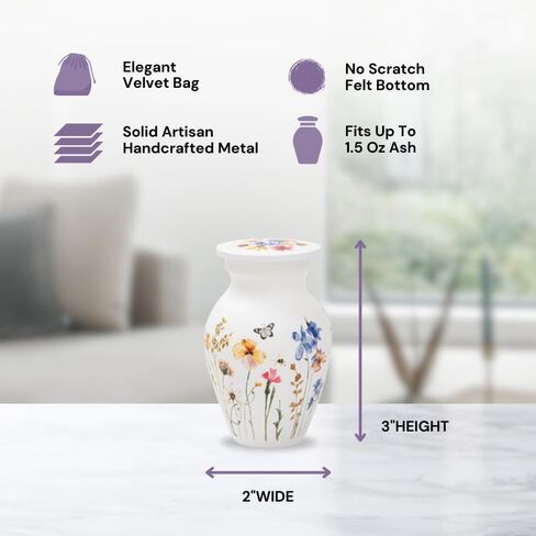 Cremation Urns for Human Ashes Adult Female | Human Urn for Ashes for Women | Decorative for Cremation, Funeral, Burial, Home | Handcrafted Large Size - Wildflower in Kuwait