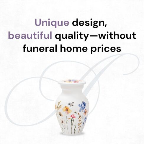 Cremation Urns for Human Ashes Adult Female | Human Urn for Ashes for Women | Decorative for Cremation, Funeral, Burial, Home | Handcrafted Large Size - Wildflower in Kuwait