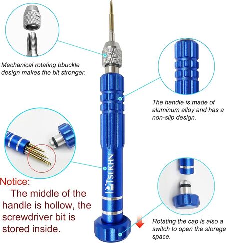 PTSLKHN Eye Glass Repairing Kit, S2 Steel Screwdriver with 15 Types of Screws, Precision Eyeglass Repair Tool Set (Blue 2in1-screws) in Kuwait