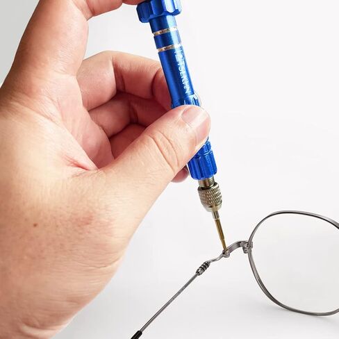 PTSLKHN Eye Glass Repairing Kit, S2 Steel Screwdriver with 15 Types of Screws, Precision Eyeglass Repair Tool Set (Blue 2in1-screws) in Kuwait
