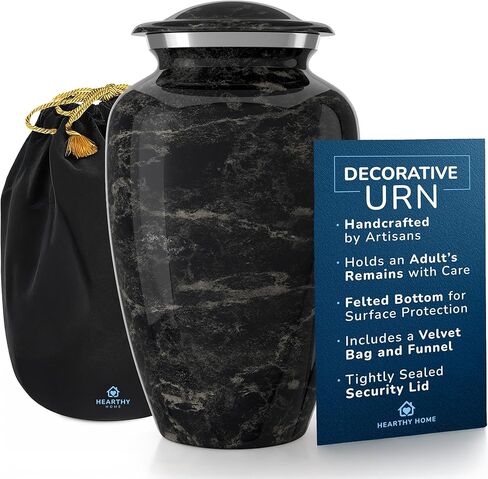 Handcrafted Urn for Ashes Adult Male and Female - Cremation Urns for Human Ashes Adult Man and Woman - Decorative Funeral Urns - Memorial Urn with White Marble Finish - Includes Velvet Bag - Large in Kuwait