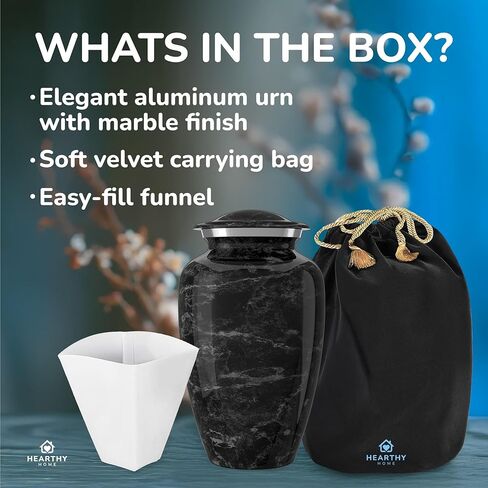 Handcrafted Urn for Ashes Adult Male and Female - Cremation Urns for Human Ashes Adult Man and Woman - Decorative Funeral Urns - Memorial Urn with White Marble Finish - Includes Velvet Bag - Large in Kuwait