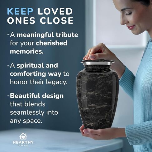 Handcrafted Urn for Ashes Adult Male and Female - Cremation Urns for Human Ashes Adult Man and Woman - Decorative Funeral Urns - Memorial Urn with White Marble Finish - Includes Velvet Bag - Large in Kuwait