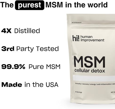 MSM Cellular Detox, Organic Sulfur, Gluten-Free, Dairy-Free, Vegan, 99.9% Pure, Made in The USA, 0g Sugar (64 Servings) in Saudi Arabia