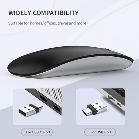 ماوس لاسلكي Uiosmuph G15، ماوس كمبيوتر قابل لإعادة الشحن USB C، ماوس نحيف صامت 2.4 جيجا هرتز بصري مع مستقبل USB نانو وجهاز استقبال من النوع C لأجهزة الكمبيوتر المحمول/Mac/PC أرجواني in Kuwait