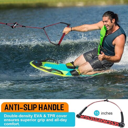 حبل Obcursco Wakeboard، خط الرياضات المائية مع مقبض EVA. مثالية للتزلج على الماء، لوح التزلج، لوح الركبة in Kuwait