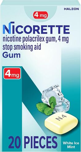 Nicorette Nicotine Gum Stop Smoking Aid ، 4 ملغ ، نكهة النعناع البيضاء - 100 Count (حزمة 2) in Kuwait