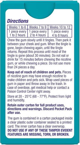 Nicorette Nicotine Gum Stop Smoking Aid ، 4 ملغ ، نكهة النعناع البيضاء - 100 Count (حزمة 2) in Kuwait