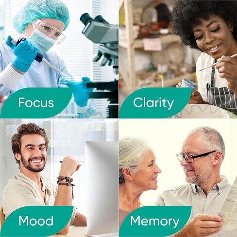 Focus & Memory - Organic Memory Tea Brain Booster, Ginkgo Biloba Tea, Gotu Kola Tea, Lion's Mane Mushroom Tea - Caffeine Free Focus Tea, Mental Clarity Brain Supplements - 30 Sachets in Saudi Arabia