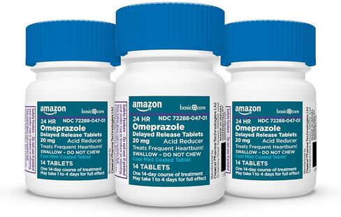Amazon Basic Care Omeprazole تأخرت أقراص إطلاق 20 ملغ ، مخفض الحمض ، قرص مغلف بالنعناع في Wildberry ، الطب الحارق ، 42 COUNT in Kuwait