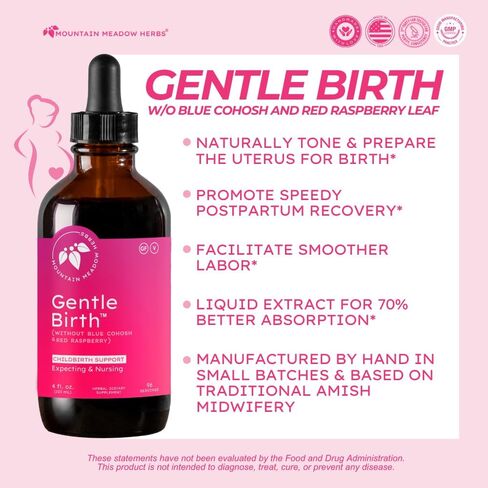 Mountain Meadow Herbs Gentle Birth for Birth Prep/Labor Prep, Fast Acting Liquid Herbal Extract for Childbirth Support w/o Blue Cohosh - 4oz in Kuwait