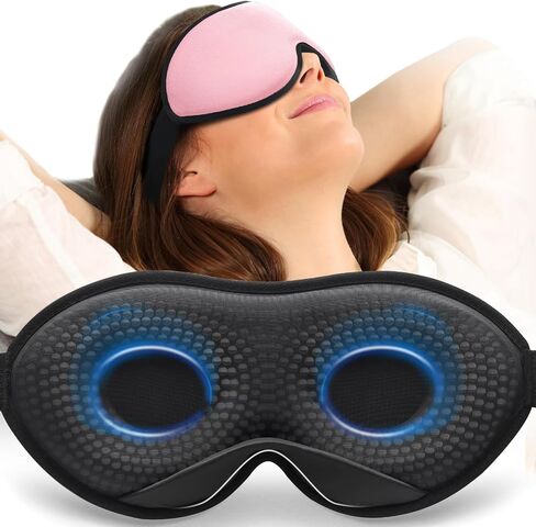 Weighted Eye Mask for Sleeping, Blackout 3D Contoured Sleep Mask with Adjustable Strap for Women Men, Memory Foam, Gentle Pressure Relief Comfort Eye Cover Blindfold for Insomnia & Travel -Black in Saudi Arabia