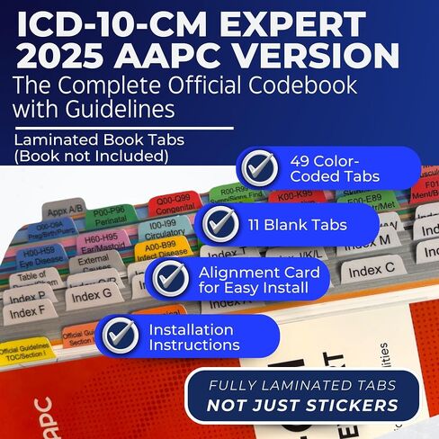 Laminated Book Tabs for CPT 2025 Professional Edition (AMA Version) – Durable, Color-Coded, and Repositionable Sticky Tabs – Includes Alignment Card & Blank Tabs (Book not Included) in Kuwait