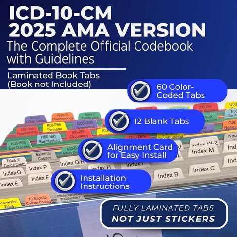 Laminated Book Tabs for CPT 2025 Professional Edition (AMA Version) – Durable, Color-Coded, and Repositionable Sticky Tabs – Includes Alignment Card & Blank Tabs (Book not Included) in Kuwait