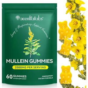Mullein Gummies لإزالة السموم من الرئة ، Mullein الطبيعي لدعم تطهير الرئة ، ملحق Mullein العشبي ، ملحق Mullein Herb العضوي لتخفيف المخاط للجهاز التنفسي ، المناعي - 60 Gummies