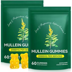 Mullein Gummies for Lung Detox, 2000mg Mullein Leaf Extract for Respiratory & Digestive & Immune Support, Organic Mullein Herb Supplement for Mucus Relief for Respiratory, Immune, Vegan (2)