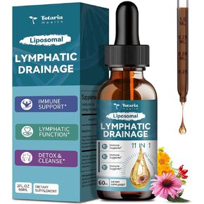 قطرات الصرف اللمفاوي الشحمي - 11 في 1 ملحق تصريف اللمفاوي العضوي مع جذر البوردوك ، Echinacea ، Elderberry ، Calendula ، Cleavers Herb ، Dandelion يدعم الصحة اللمفاوية 2 fl.oz