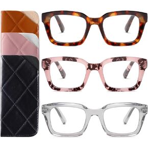 Readers for Women Oprah Style Square Reading Glasses with Spring Hinge Blue Light Blocking for Men Ladies
