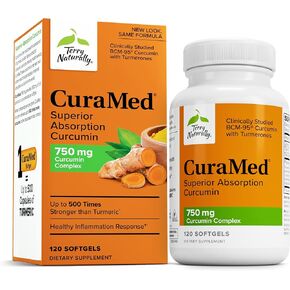 تيري بشكل طبيعي 750mg - ملحق مضادات الأكسدة لدعم صحة الدماغ والقلب - مكملات غذائية مع مجمع الكركمين عالي الدقة - الكلى والكبد والمناعة - 120 Softgels