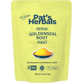 Pat's Herbals Goldenseal Root Powder - 2oz, USA Grown, Non-GMO | Pure Bright Yellow Root Powder