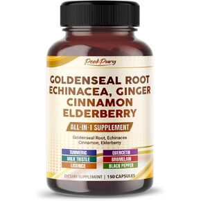 Goldenseal Root Echinacea Cinnamon Elderberry - ملحق All -in -1 - مصنوع في الولايات المتحدة الأمريكية