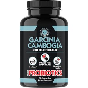 المكملات الغاضبة Garcinia Cambogia مع البروبيوتيك ، صحة الأمعاء متعددة الفيتامين ث. الفيتامينات A ، C ، D ، E ، K ، B2 ، الزنك ، السيلينيوم ، النحاس ، كبسولات مزيج من الكروم + العشبية (1-سكان ، 60CT)