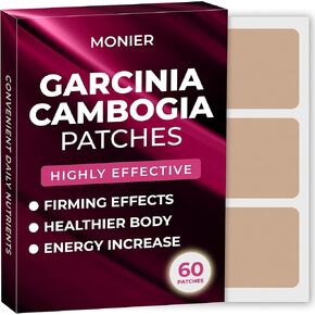 Monier Garcinia Cambogia Patches (حزمة من 60) - رقعة طبيعية 100 ٪ للنساء والرجال - مع B12 والبوتاسيوم - الطاقة ، التركيز ودعم الجسم - صيغة محسنة