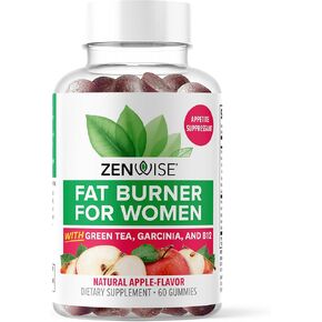 Zenwise Health Fat Burner Gummies - Appetite Suppressant for Weight Loss with Green Tea Extract, Garcinia Cambogia & B12 for Metabolism + Green Coffee Bean & Raspberry Ketone - 60ct Apple Gummies