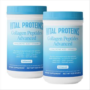 Vital Proteins Collagen Peptides Powder Advanced with Hyaluronic Acid & Vitamin C - 20oz Collagen Protein, Unflavored, 28 Servings