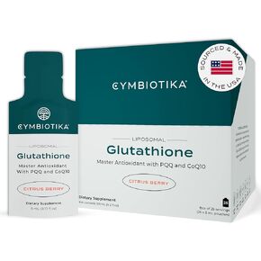 CYMBIOTIKA Liposomal Glutathione Supplement – PQQ, CoQ10 & Antioxidants for Detox, Energy, Brain, Liver & Immune Support – Advanced Absorption for Cellular Health & Longevity – Citrus Berry - 2 Pack