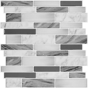 STICKGOO 10-Sheet Peel and Stick Backsplash, 12"X12" Self Adhesive Wall Tiles, Stick on Backsplash for Kitchen & Bathroom (Cultured Stone Look, Thicker Design)