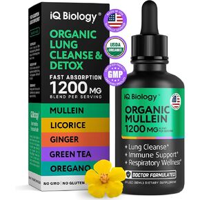 Mullein Drops for Lungs - Lung Detox for Smokers - USDA Organic Mullein Leaf, Nettle Leaf Extract Supplement - Lungs Cleanse Respiratory Support to Clear Lungs & Easy Breathe, Immune Support* - 2 oz