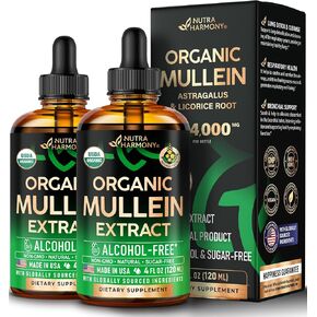 قطرات Mullein للرئتين - ملحق مستخلص أوراق Mullein - ملحق - مصنوع في الولايات المتحدة الأمريكية - تطهير الرئة والهواء الطلقات للمدخنين - الدعم الصحي في الجهاز التنفسي - مثل صبغة ، شاي ، حبوب منع الحمل - 4 أوقية أوقية