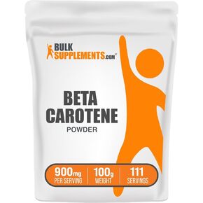 BulkSupplements.com Beta Carotene Powder - Vitamin A Supplements, Beta Carotene Supplements - for Immune & Eye Support, Gluten Free, 900mg per Serving, 250g (8.8 oz) (Pack of 1)