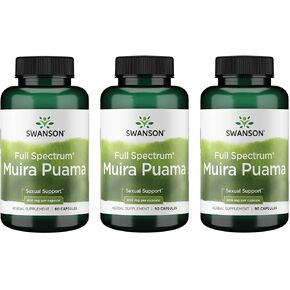 Swanson Muira Puama الجذر للصحة الجنسية الرغبة الجنسية تعزيز الدعم لمكمل نساء الرجال 400 ملغ 90 كبسولات (3 عبوات)