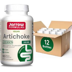 Jarrow Formulas Artichoke 500 mg - 180 Capsules - Standardized Extract - Supports Liver Health & Digestion - White 180 Servings